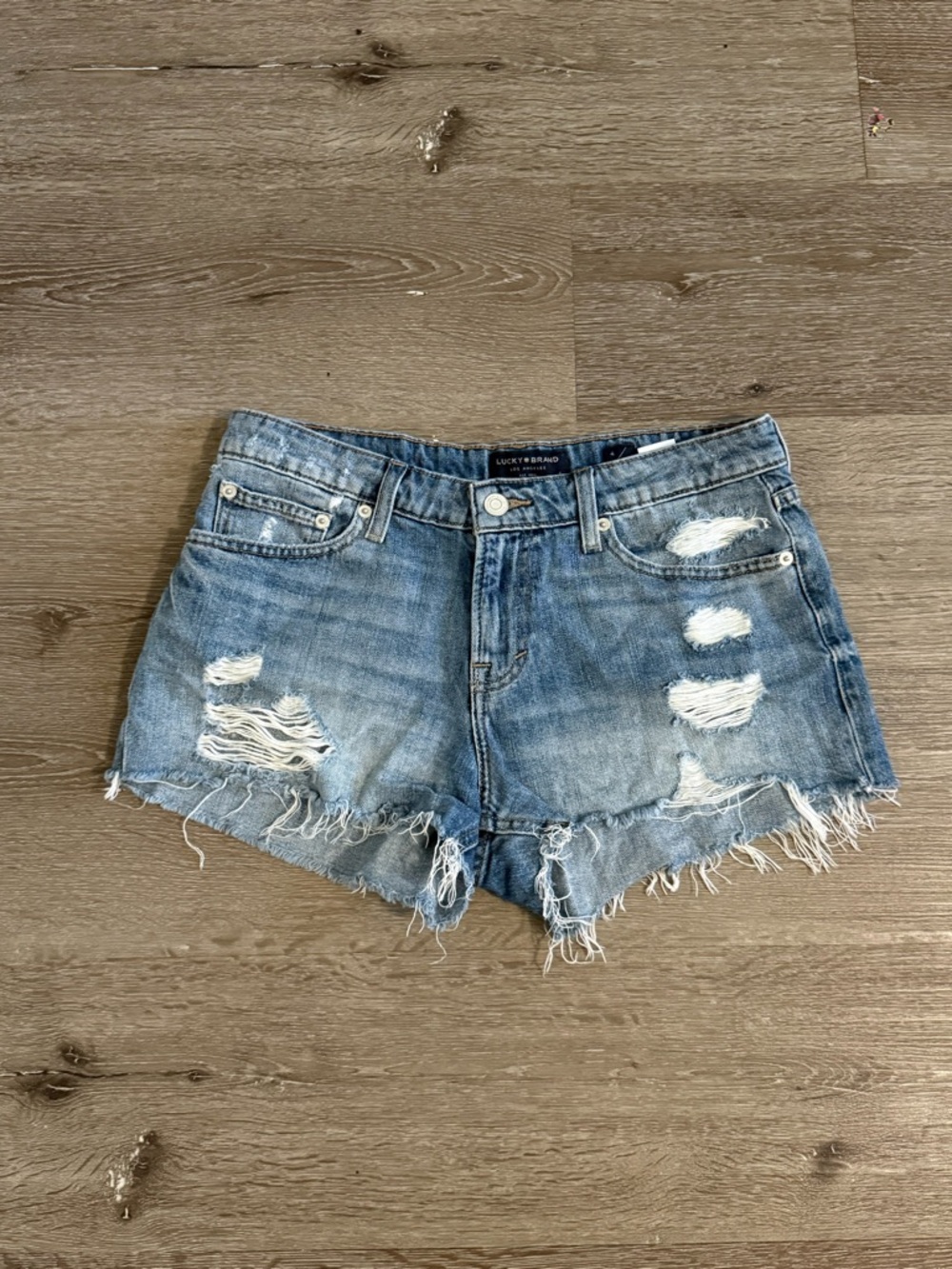 Lucky Brand Medium Blue Distressed Denim Cutoff Shorts | Size 4